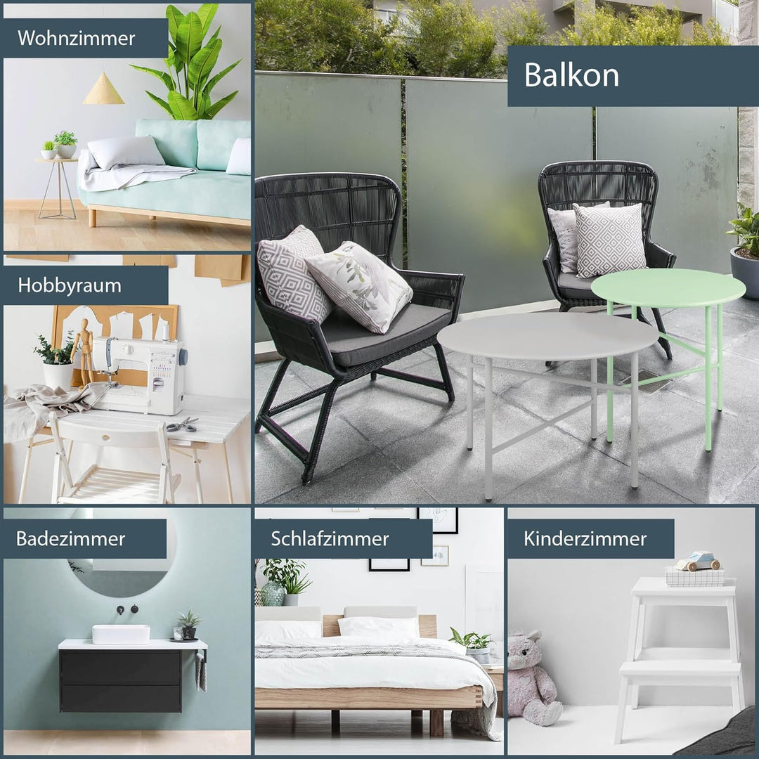 Beistelltisch Outdoor Gartentisch Rund Ø 53 cm Tischplatte Kratzfest – Stabiler Wohnzimmer Couchtisc