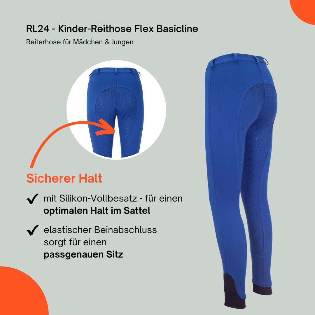 RL24 - Kinder-Reithose Flex Basicline | Vollbesatz-Reitleggings für Mädchen & Jungen | hautfreundlic