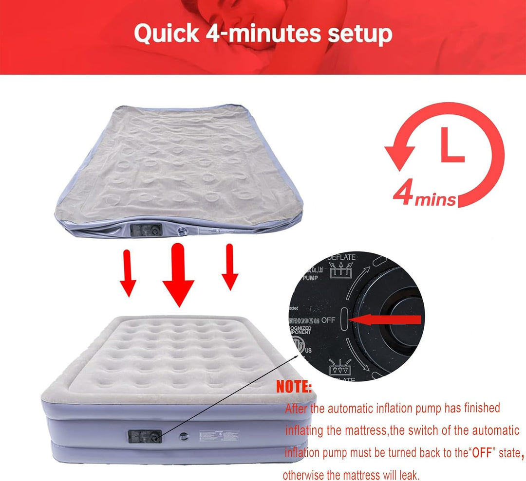 Icelus Luftmatratze 2 Personen,Doppel-Luftbett Selbstaufblasend mit Integrierte Pumpe,Aufblasbare Ma