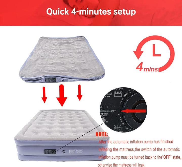 Icelus Luftmatratze 2 Personen,Doppel-Luftbett Selbstaufblasend mit Integrierte Pumpe,Aufblasbare Ma