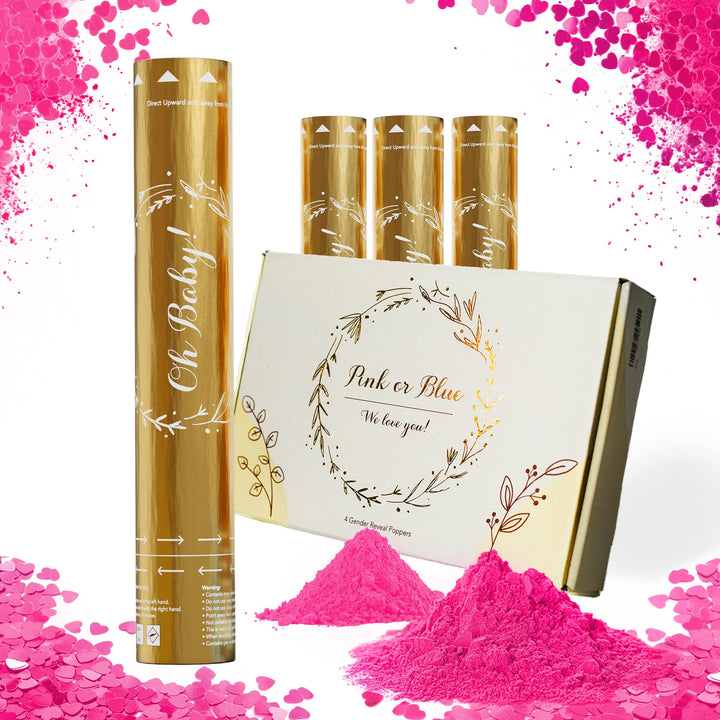 Team Planet Gender Reveal Konfetti Kanone 4 Lebendigen Farben, Sicherer Pulver und 100% Biologisch A