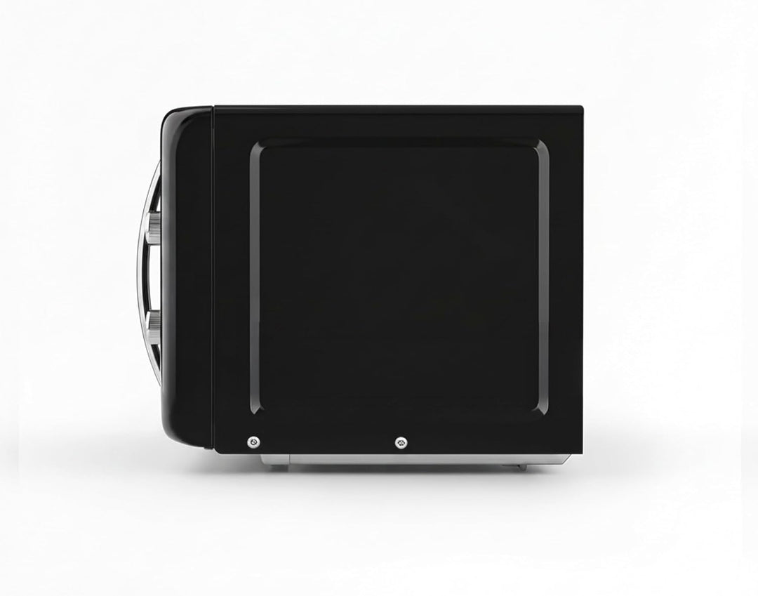 SWEISS Vintage-Mikrowelle MOVI9, 20L Schwarz, 700W, 6 Kochstufen, Auftaufunktion, Drehteller 24,5 cm