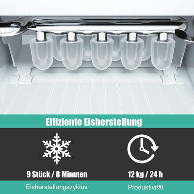 COSTWAY Eiswürfelmaschine Ice Maker 12KG/24H, Eismaschine Eiswürfelbereiter inkl. Eiswürfelschaufel