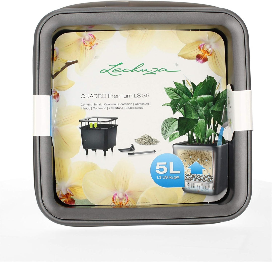 LECHUZA QUADRO Premium LS 35 anthrazit metallic 16163 35x35x33 cm Anthrazit Metallic, 35x35x33 cm An