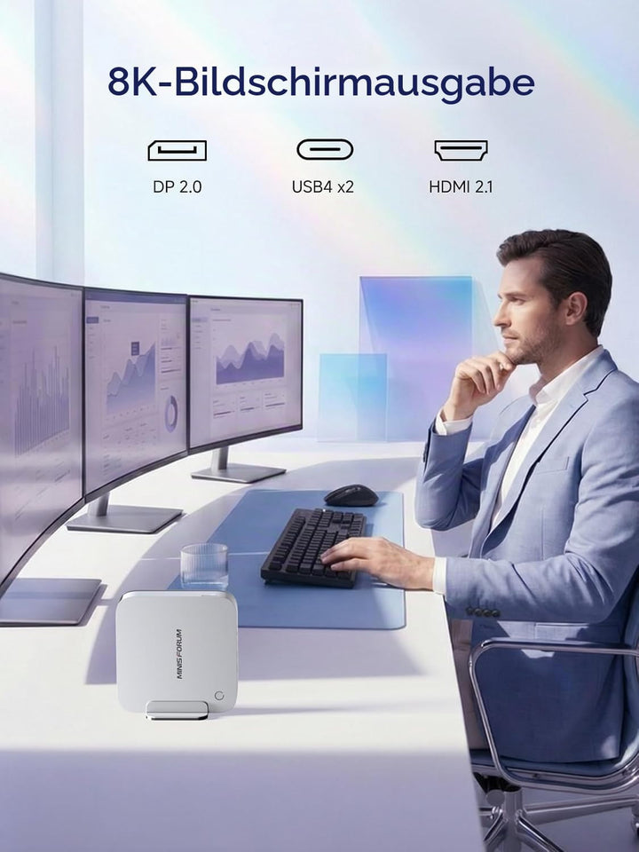 MINIS FORUM AI X1 Pro Mini-PC, Ryzen AI 9 HX470 (12 C/24 T, bis zu 5,2 GHz), Radeon 890M Grafik, 32