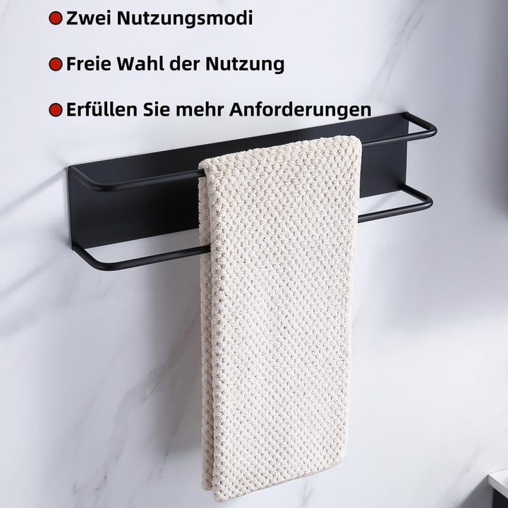 Gästehandtuchhalter Ohne Bohren Schwarz,Handtuchregal Selbstklebend Edelstahl SUS304 Handtuchaufbewa