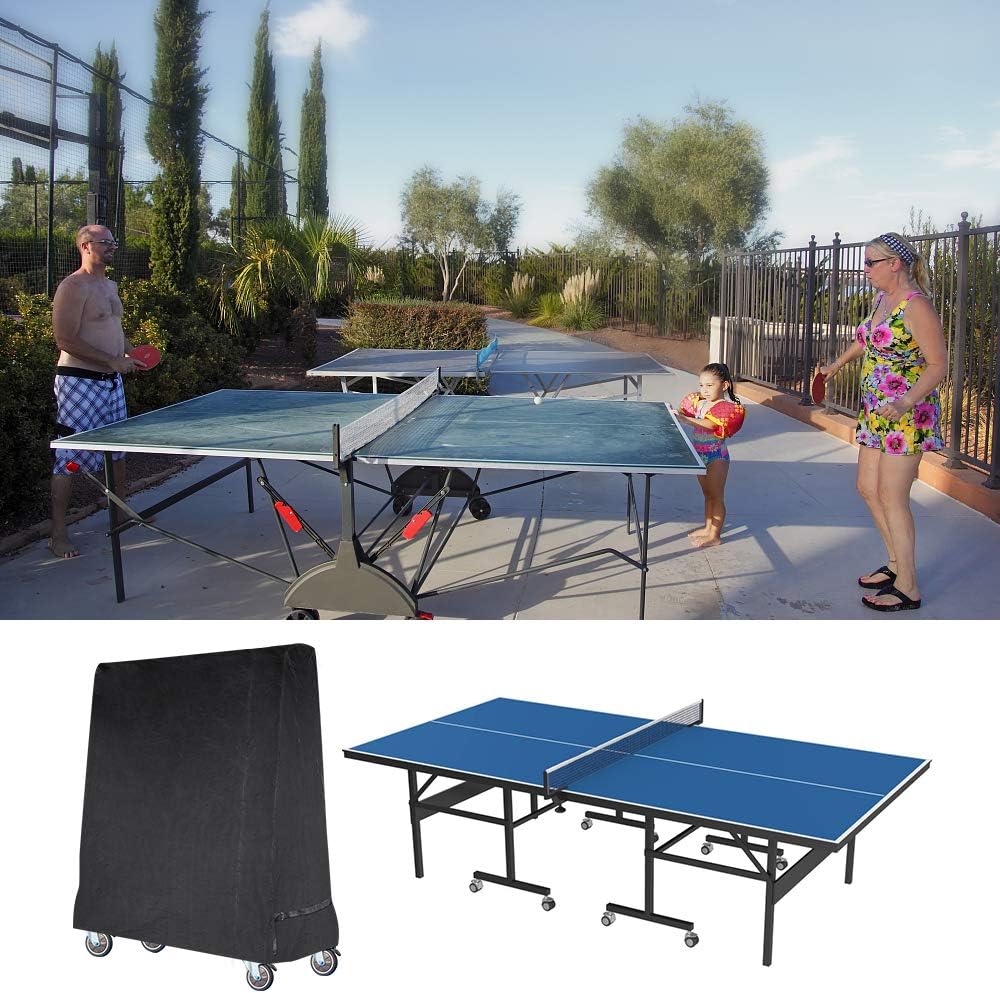 Gurkkst Premium Tischtennisabdeckung Wasserdichte Tischtennisplatte für Outdoor und Indoor Schwarz (