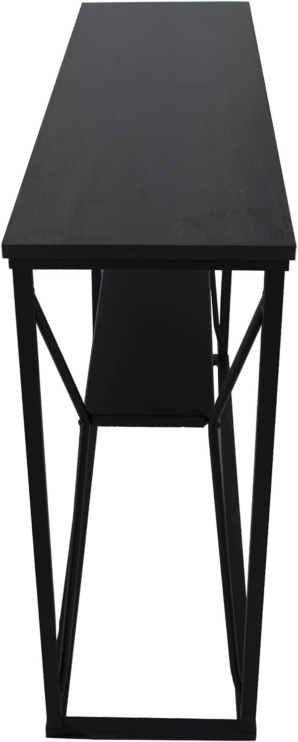 DRW Eingangstisch aus Metall und MDF in Schwarz 100 x 30 x 75 cm, ESTANDAR