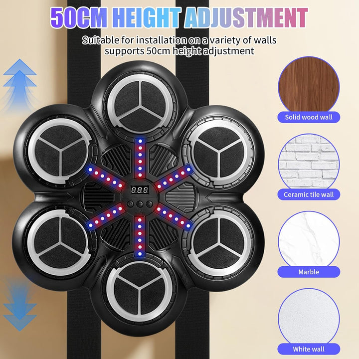 Music Boxing Machine, Elektronische Boxmaschine mit Musik, Farblichter, Bluetooth, 3 Geschwindigkeit