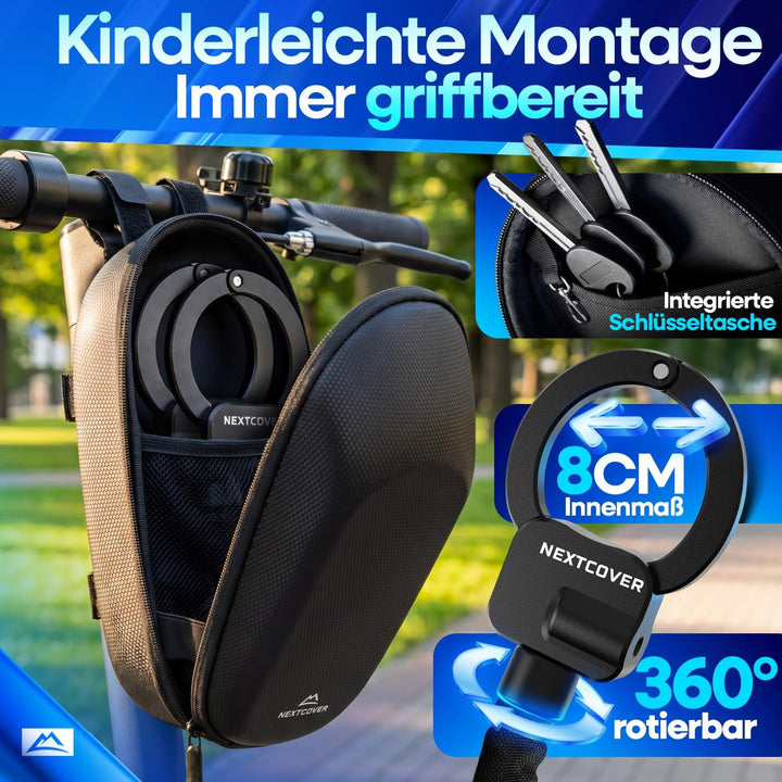 NEXTCOVER® E-Scooter Schloss mit Tasche [Steel-Secure-Technologie] | Handschellenschloss inkl. Trans