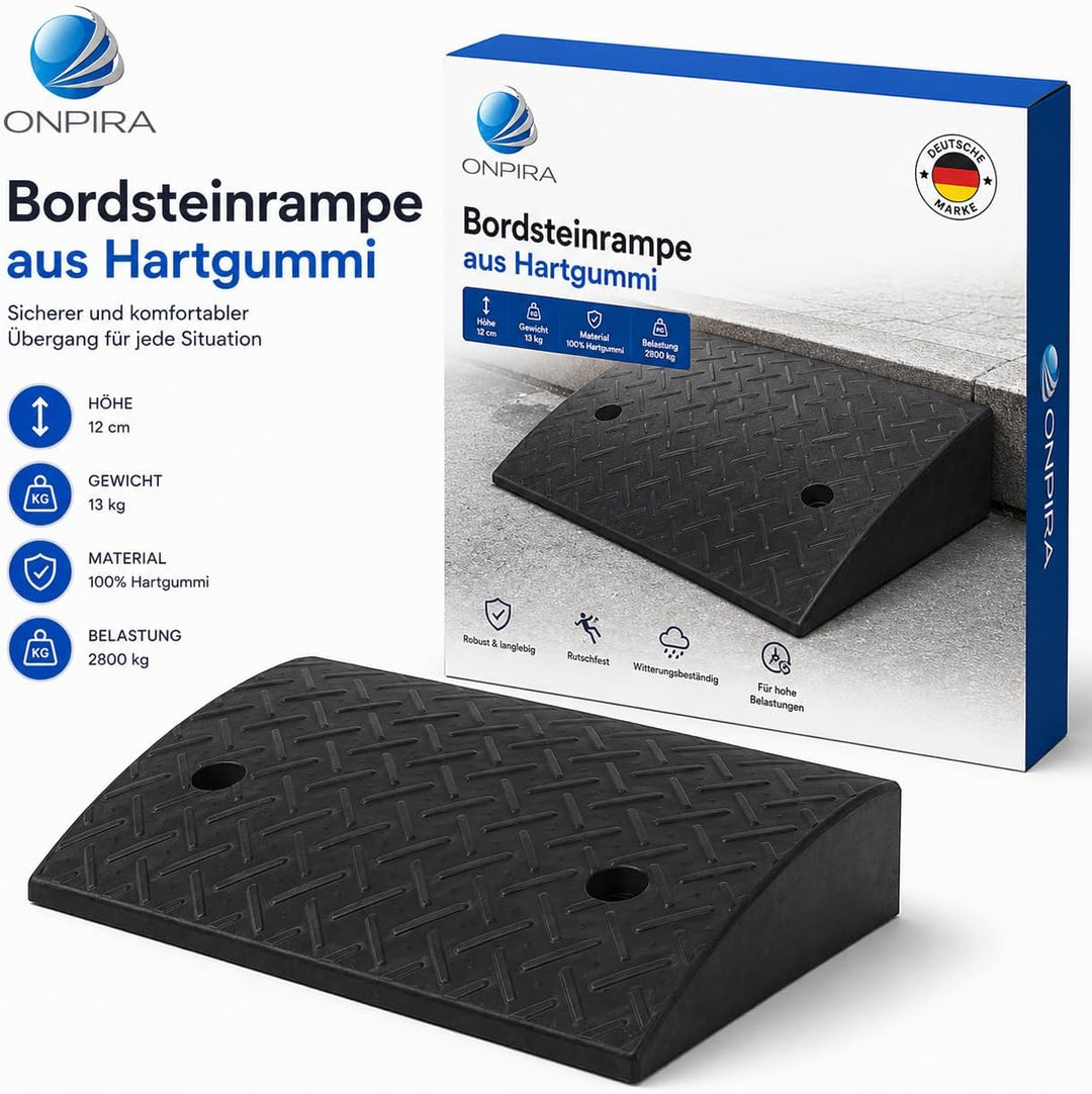 Bordsteinrampe aus Hartgummi Höhe 12cm Gewicht 13 kg