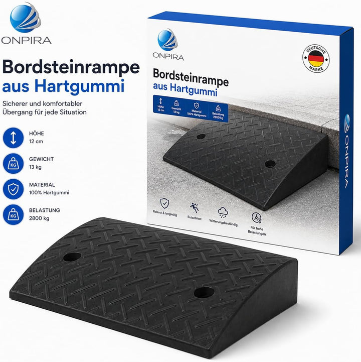 Bordsteinrampe aus Hartgummi Höhe 12cm Gewicht 13 kg