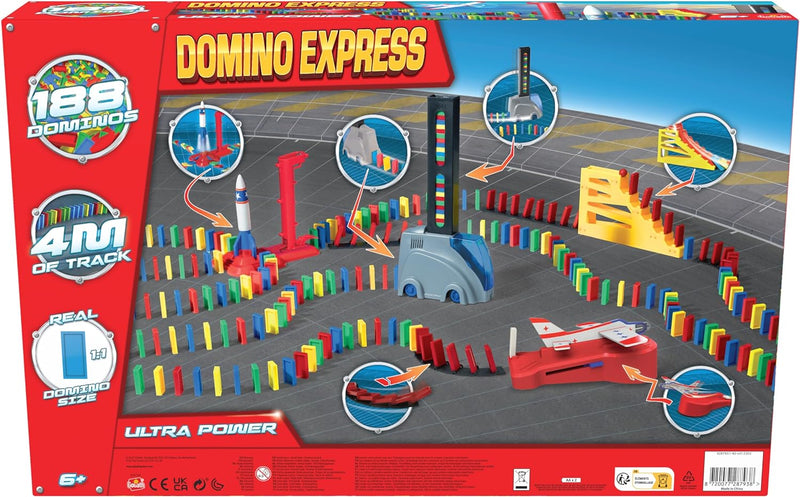 Domino Express Ultra Power, Dominospiel ab 6 Jahren, Kinderspiel mit Dominosteine, Ultra Power