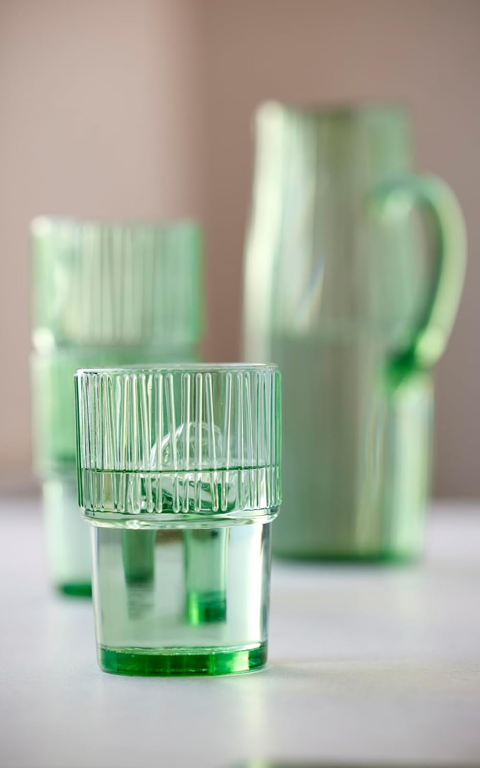 BITZ Kusintha Kanne, Wasserkrug aus Glas, Fassungsvermögen 1,2 L, Grün (1 stück) 1200 ml Grün, 1200