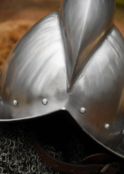 Battle-Merchant Deutscher Morion Helm, 1,6mm Stahl mit Lederinlay - Spätmittelalter - Landsknecht -