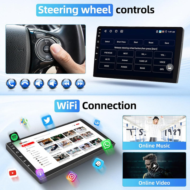 [4+64G] Android Autoradio für Peugeot 406 1999-2004 mit Wireless Carplay Android Auto, 9 Zoll IPS To
