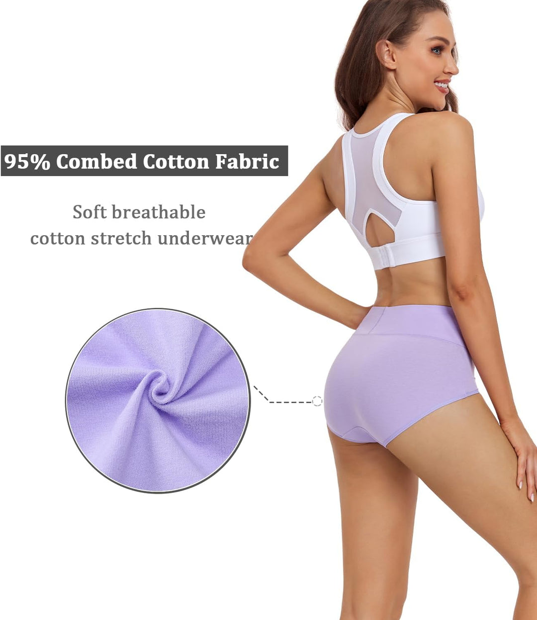 wirarpa Damen Unterhosen Baumwolle Unterwäsche Slips Damen Hohe Taille Taillenslip Weich Frauen 5er