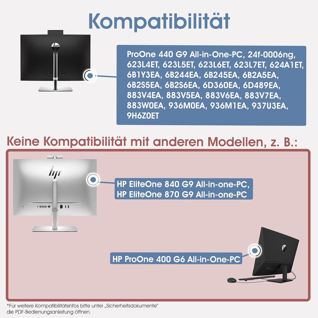 3IDEE VESA Adapter, VESA Mount kompatibel mit HP All-in-One PC (ProOne 440 G9, 24-f0006ng) - VESA Ha