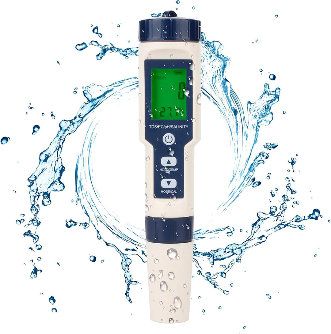 TOPINCN Wasserqualitätsprüfgerät,5in1 multifunktionale tragbare Digitale Wasserqualität Tester PH/Sa