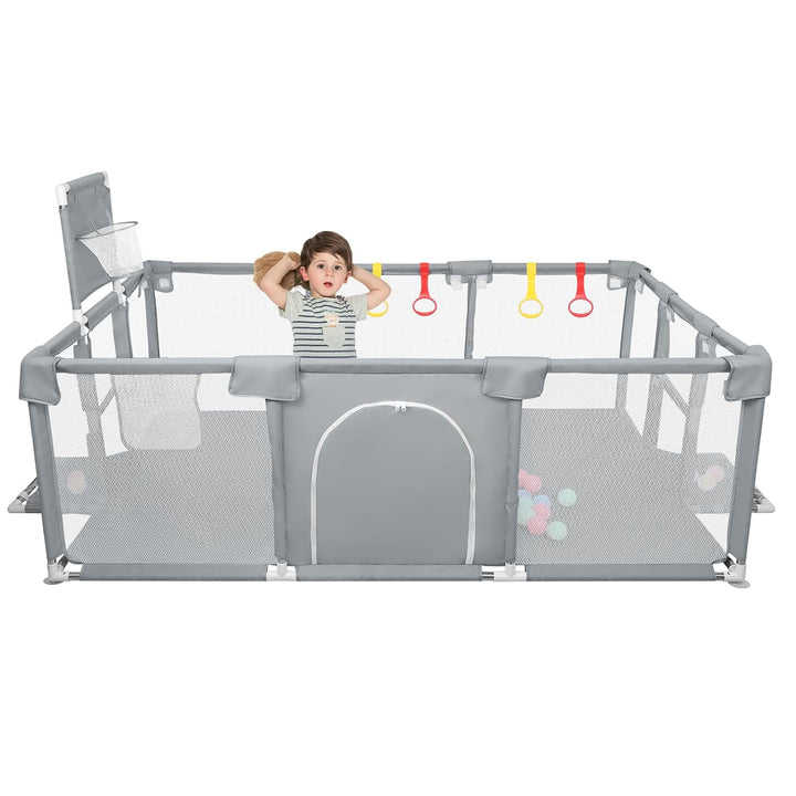 Laufgitter für Kinder mit Saugnäpfen, verbesserte Version 2025 Baby-Gehege 300D Oxford-Gewebe, Aktiv
