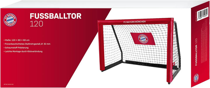 Offizielles FC Bayern München Fussballtor mit gepolstertem Torrahmen für den Garten 120 cm, 120 cm