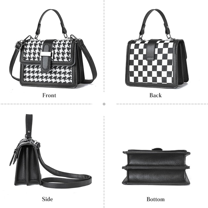 FANDARE Mode Damen Handtasche Schultertasche PU-Leder Tragetasche Schachbrett Umhängetasche Wasserdi