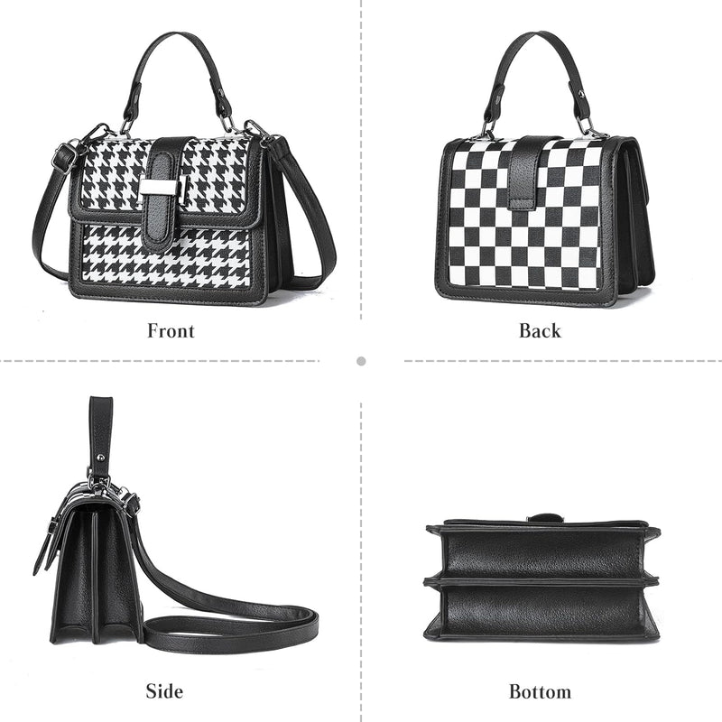 FANDARE Mode Damen Handtasche Schultertasche PU-Leder Tragetasche Schachbrett Umhängetasche Wasserdi