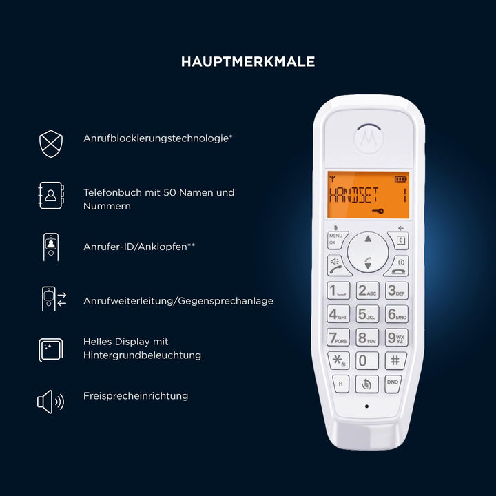 Motorola S1202 Duo Schnurloses Telefon, Weiss