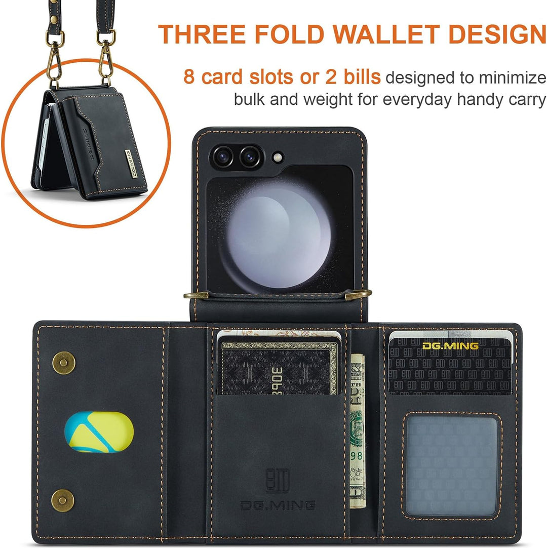 UDBKKDX Brieftasche Handyhülle für Samsung Galaxy Z Flip 5, hülle Mattes Leder mit Ständer Kameralin