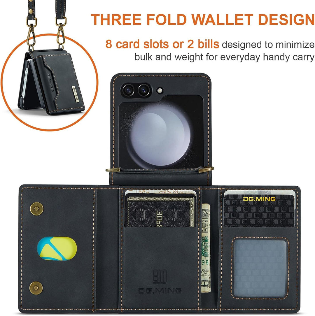 UDBKKDX Brieftasche Handyhülle für Samsung Galaxy Z Flip 5, hülle Mattes Leder mit Ständer Kameralin
