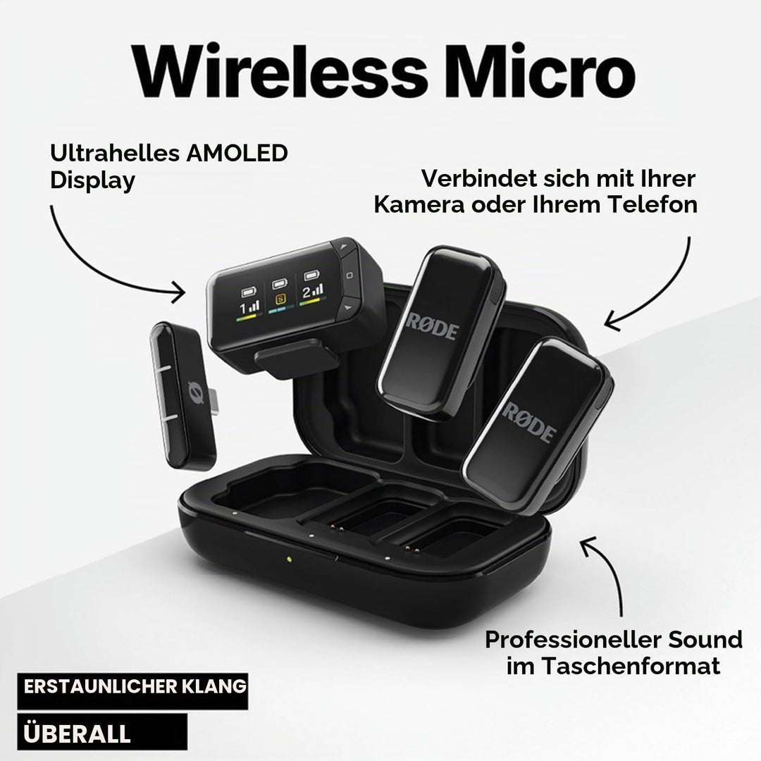 Rode Wireless Micro Camera Kit Drahtloses Mikrofon-System für Kameras mit keepdrum Mikrofasertuch