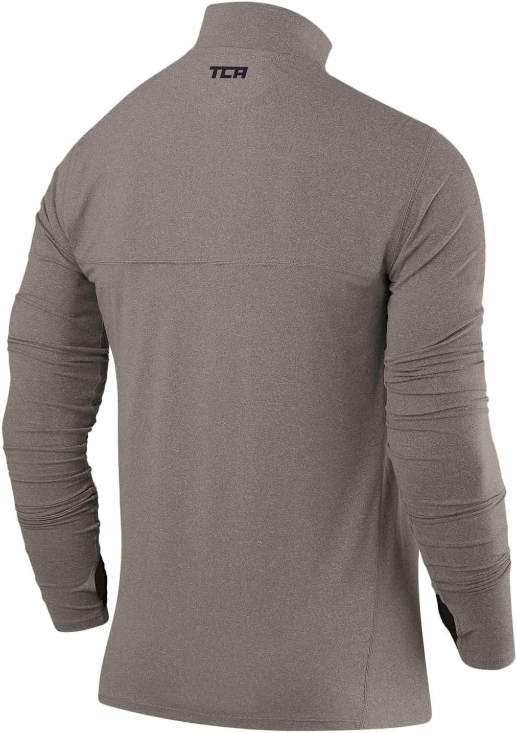 TCA Herren Fusion Pro Quickdry Langarm Lauf Shirt mit Halbem Reissverschluss Grau/Grau S, Grau/Grau