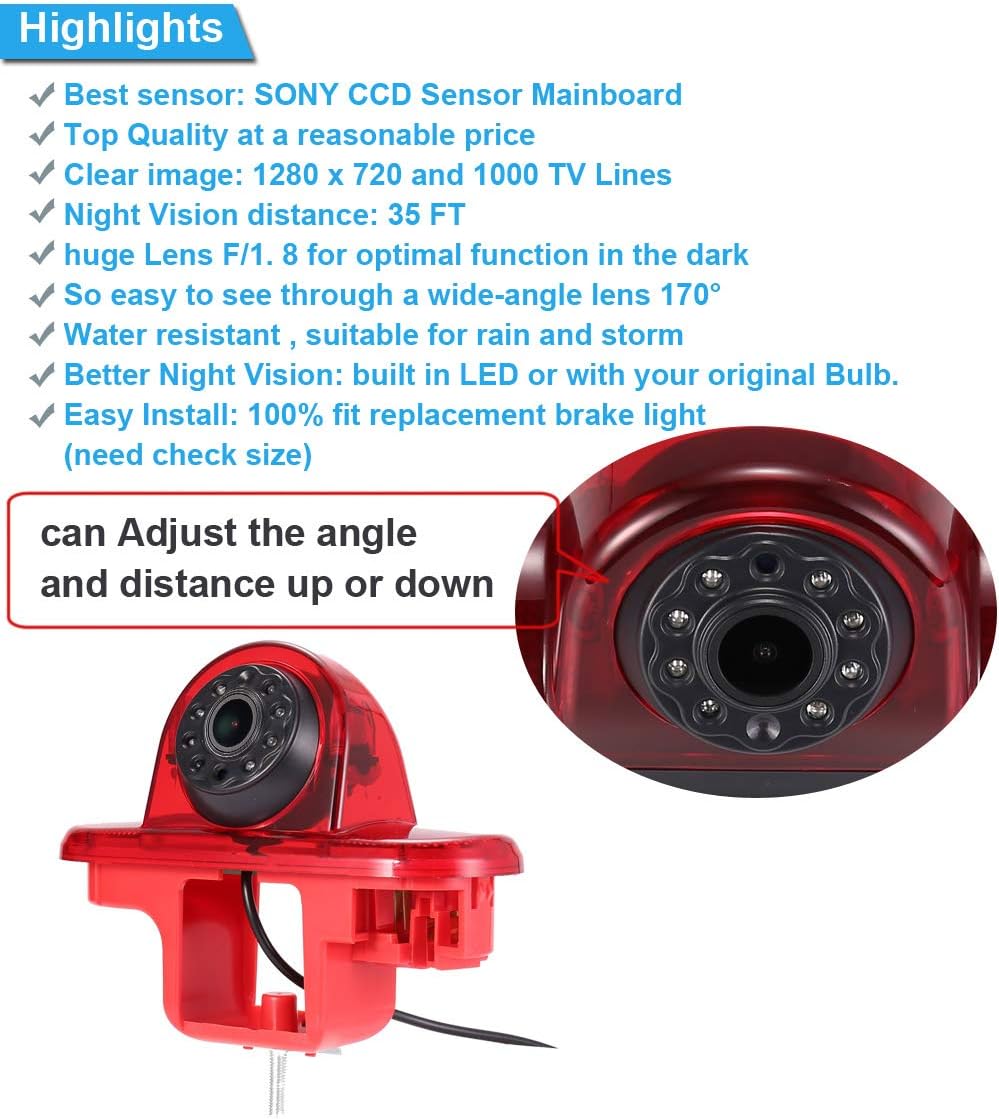 4.3" Monitor + HD IP68 Rückfahrsystem Rückfahrkamera im 3. Bremslicht Bremsleuchte passend Mit Winke