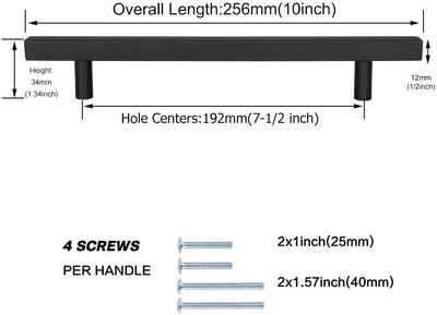LONTAN 10 Stück Möbelgriffe Schwarz Küchengriffe Schrankgriffe, Griffe Schwarz 192mm Griffe für Küch