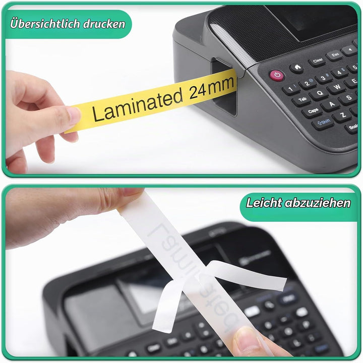 3x MarkField Kompatibel Schriftband TZ 24mm TZe-651 Schwarz auf Gelb für Brother P-Touch Beschriftun