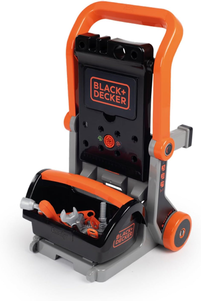 Smoby - Black + Decker 3-in-1 Multi-Werkbank mit Werkzeugkoffer - kleine Werkbank, mobiler Trolley,