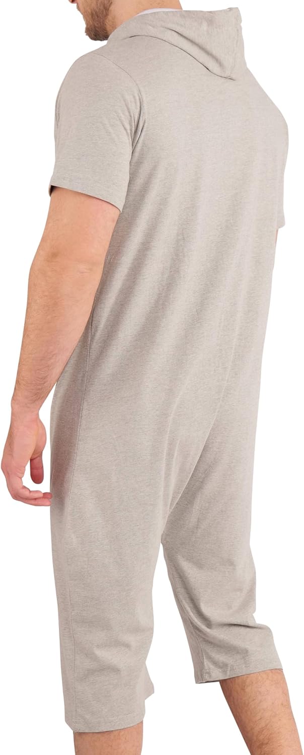 Gennadi Hoppe Herren Sommer Jumpsuit kurz M hell grau, M hell grau