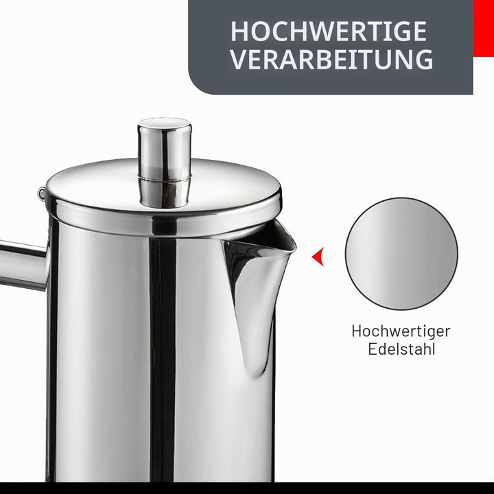 GEFU Espressokocher NANDO für 6 Tassen | Edelstahl-Kocher mit Reduziersieb, Ausgiessnase, Induktions