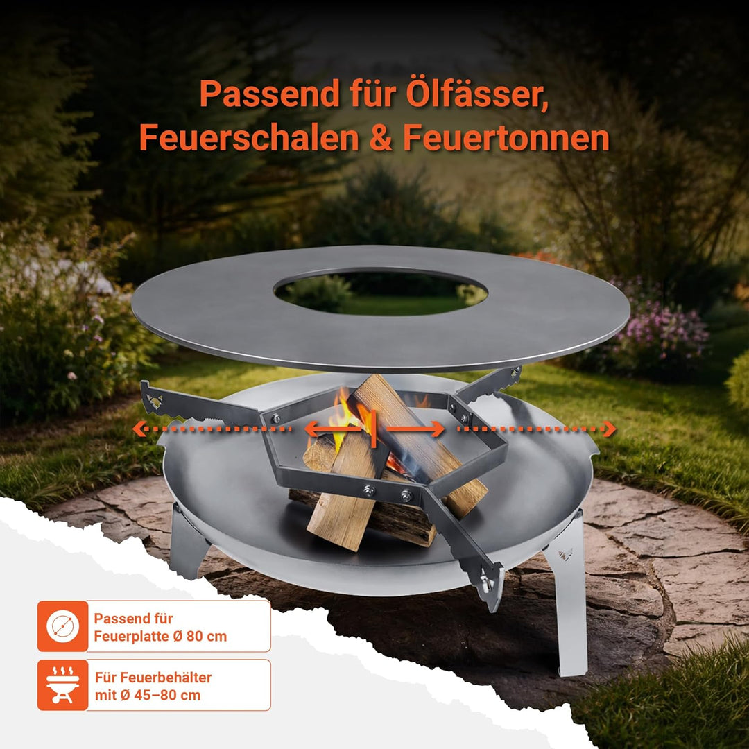 FENNEK Auflageleiste für Feuerplatten Ø 80 cm | Garantiert optimale Luftzufuhr und sicheren Halt | P