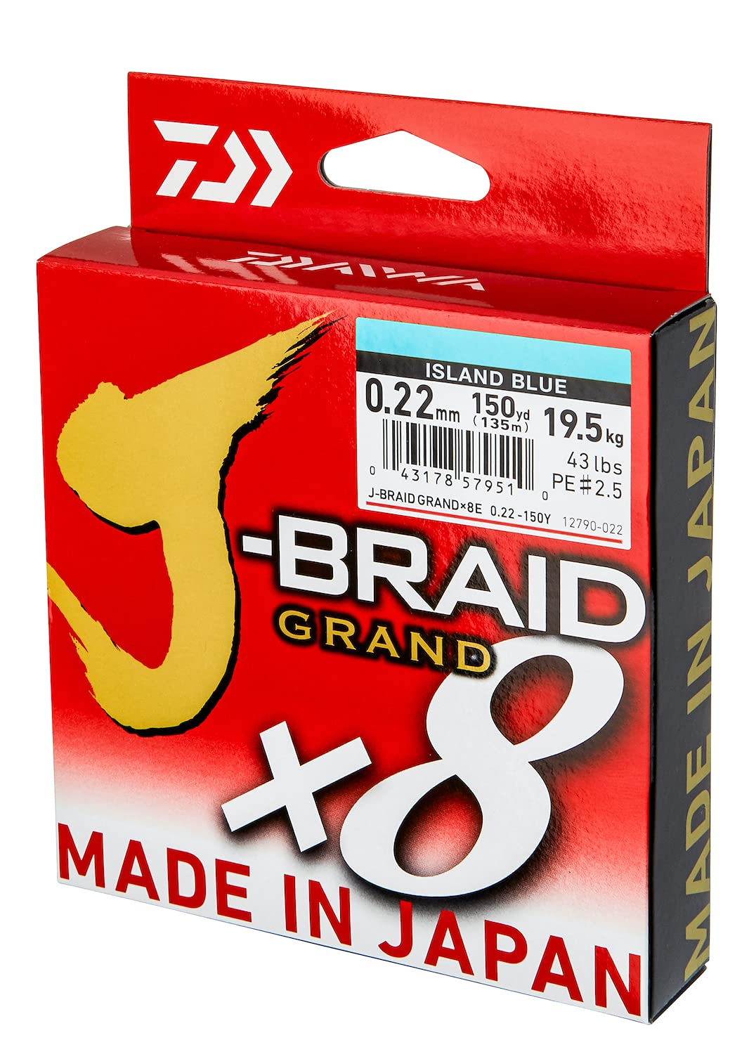 Daiwa J-Braid Grand x8E, 270m, Blau, Geflochtene Angelschnur 270m/0.10mm, 270m/0.10mm