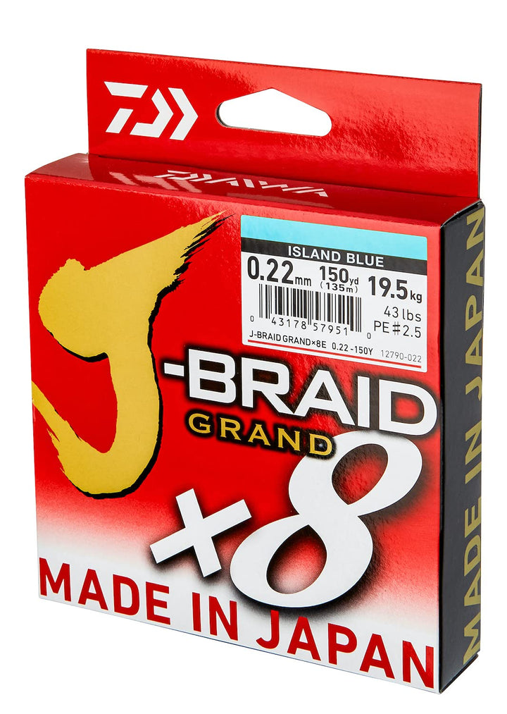 Daiwa J-Braid Grand x8E, 270m, Blau, Geflochtene Angelschnur 270m/0.10mm, 270m/0.10mm