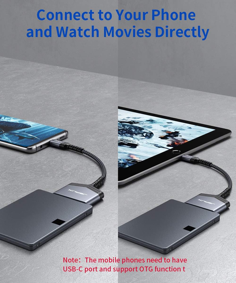 JSAUX SATA auf USB C Kabel, USB C 3.1 zu 2.5" SATA III Festplatten Adapter Typ C für 2,5 Zoll SSD un