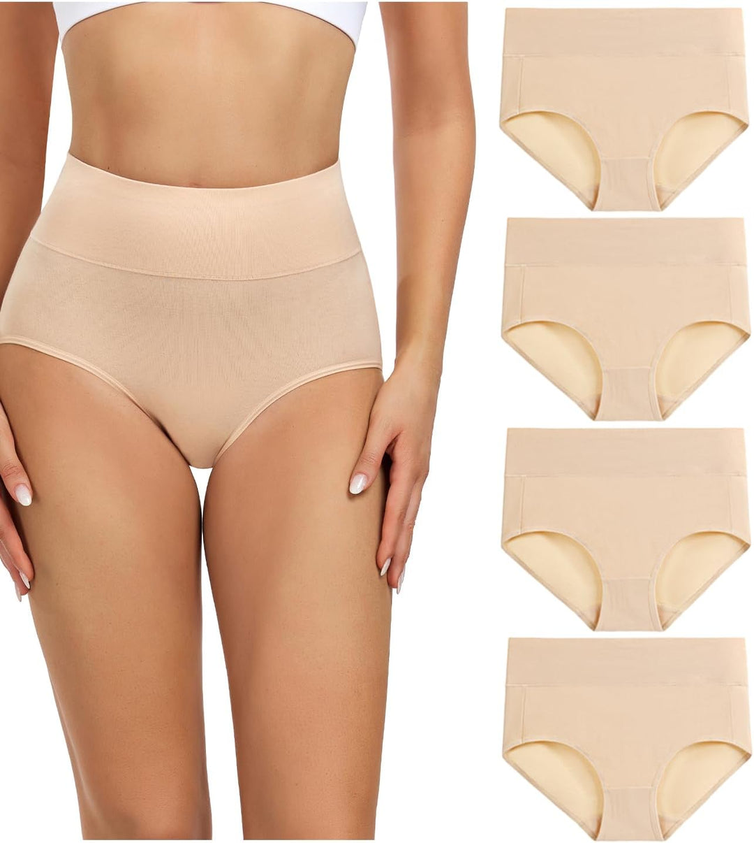 wirarpa Unterhosen Damen Baumwolle Frauen Unterwäsche Hohe Taille Slips Hoher Taillenslip 4er Pack X