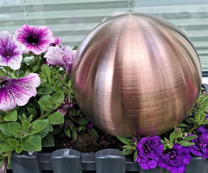 Dekokugel Golden Rose matt gebürstet 3er Set 15-10-10 cm aus Edelstahl Kugel Dekorationskugel Garten