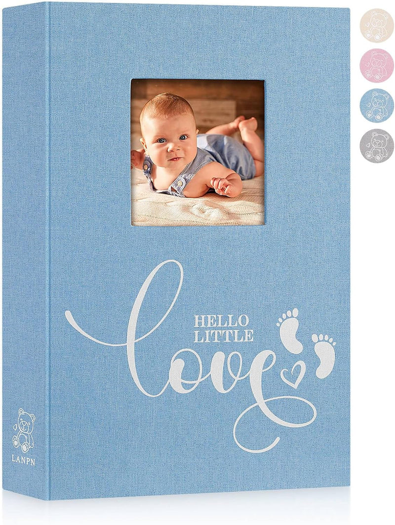 Lanpn Baby Fotoalbum 10x15 300 Fotos, Leinen Babyalbum mit Memo Schreibfeld, Fotoalbum Einsteckalbum