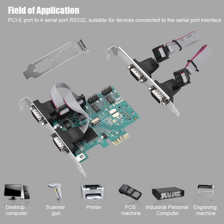 PCI-E Adapter, PCI-E auf RS232 4-Port Serial Port Konverter PCI Express Controller Adapter Erweiteru