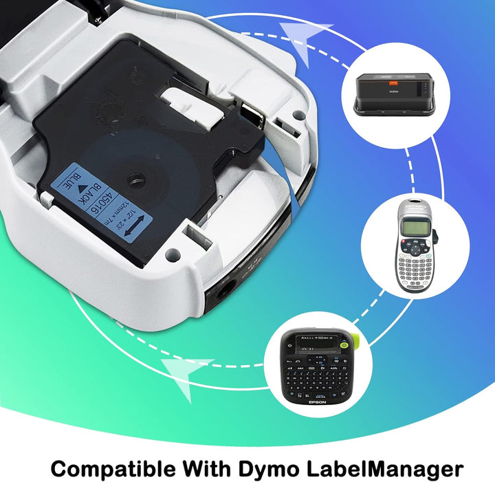 6 Stück kompatibel mit Dymo D1 Etikettenband, 12 mm x 7 m für Dymo Labelmanager PNP/160/210D/280/350