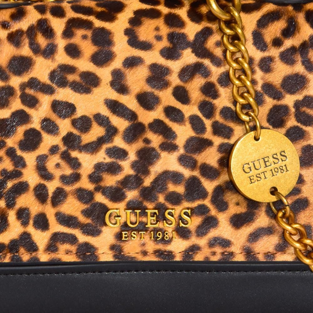 GUESS Damen Iseline Convertible Flap Umhängetasche, Crossbody-Klappe Leopard, Leopard