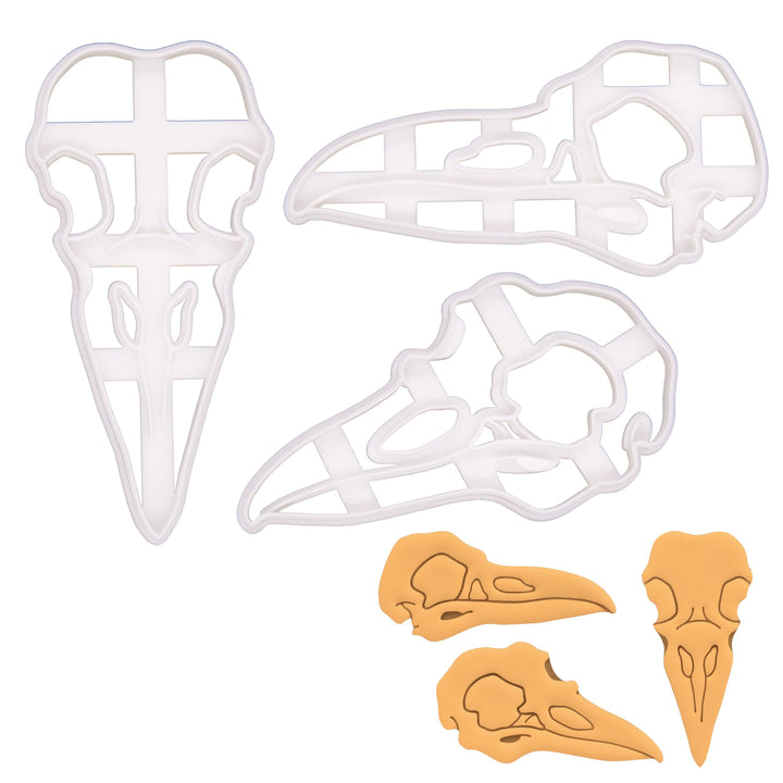 Sat von 3 Rabenschädel Ausstechformen, 3 Teil (Raven Skull)