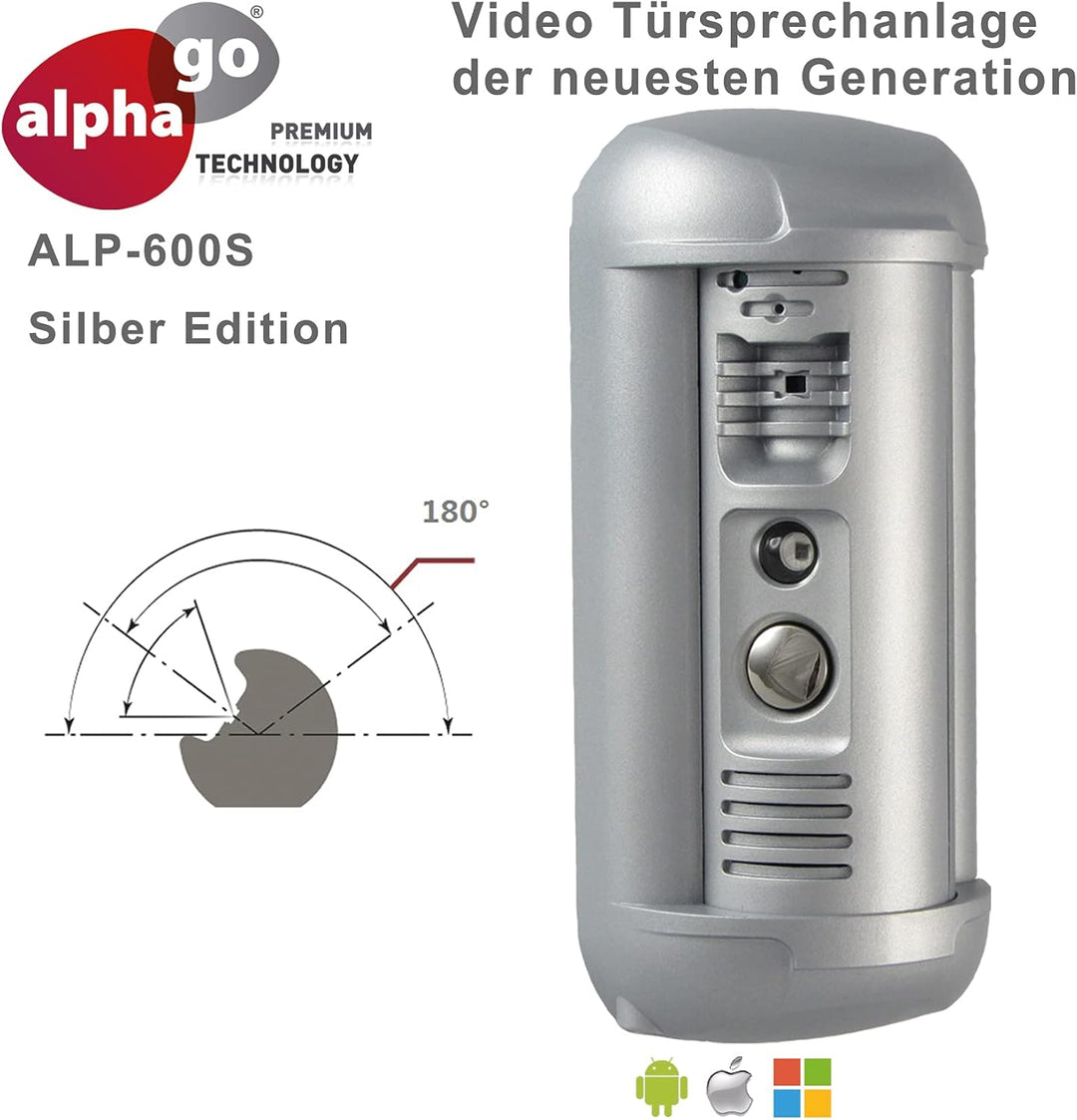 alphago ALP 600 Video Türsprechanlage, Türklingel mit Kamera & Türöffner, Nachtsicht-Funktion, ohne